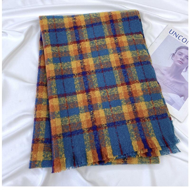Luxury Plaid Winter Scarf for Women Long Warm Cashmere Scarves Hijab Thick Lady Shawl Wrap Female Pashmina Bandana Head Scarfs
