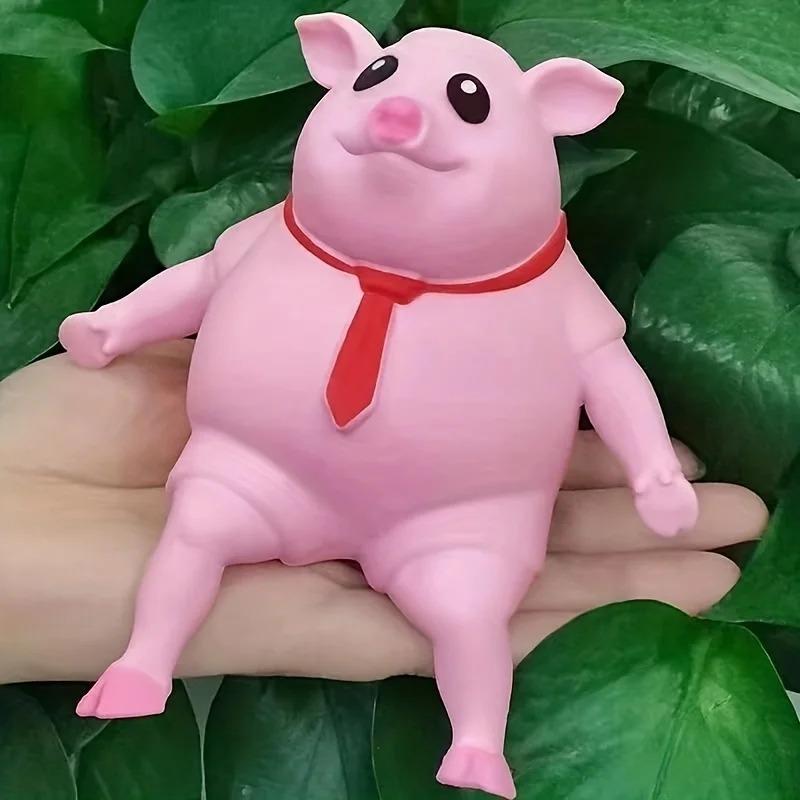 Squeeze Piggy Toy, Pink Pig Squishy Toy, Cute Pig Sensory Stress Toy, Funny Stretch Animal Stress Relief Pink Pig Toy for Kids and Adults