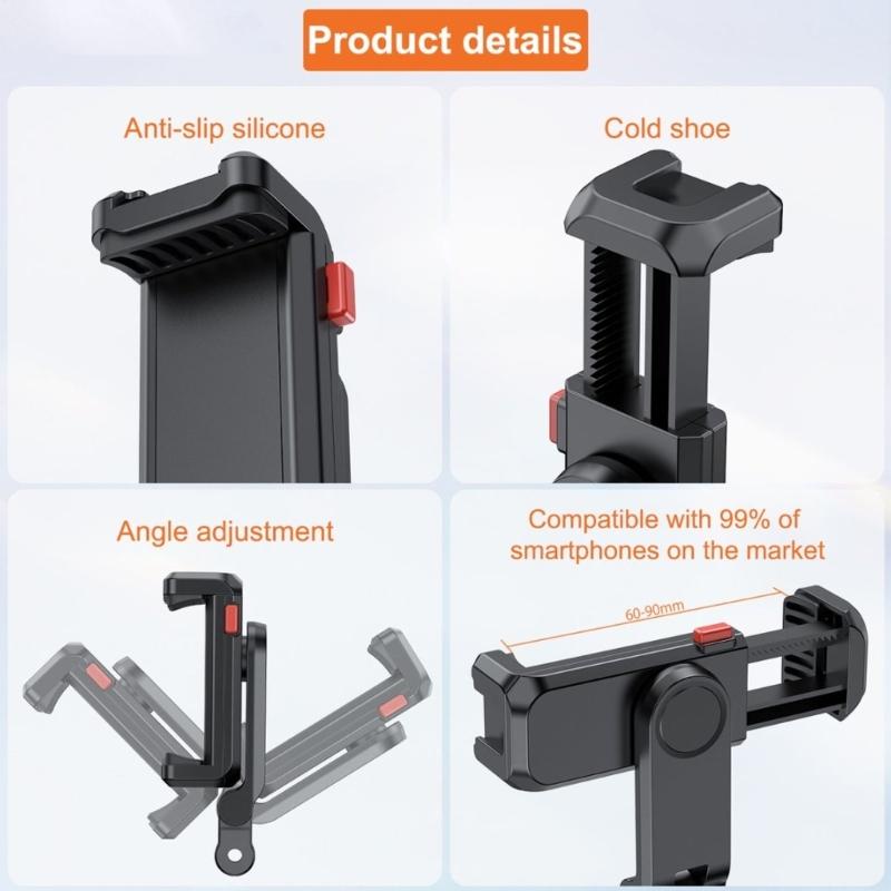 Expandable Phone Clamp for Action Camera Horizontal Vertical Adjustable Bracket Camera Accessories Microphone Light Mount