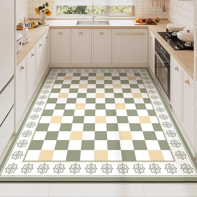 Carpet for Kitchen Pvc Floor Mat Large Size Waterproof Non-slip Carpets Leather Anti-fatigue Foot Mats Retro Home Decoration Rug