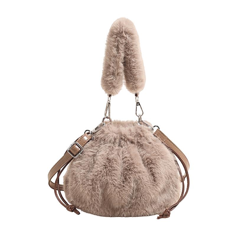 New Fashi Commuter Crossbody Bags for Women Stylish Fluffy Shoulder Handle Bag Comfortable and Versatile Texture Bucket Bag