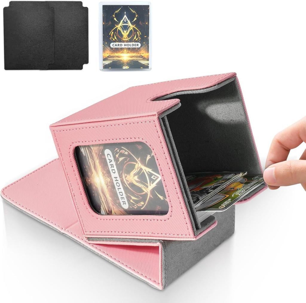 100+ Load Trading Card Deck Box for MTG Commander Display with 2 Dividers Game Sports Card Storage Box PU Magnet Deck Case