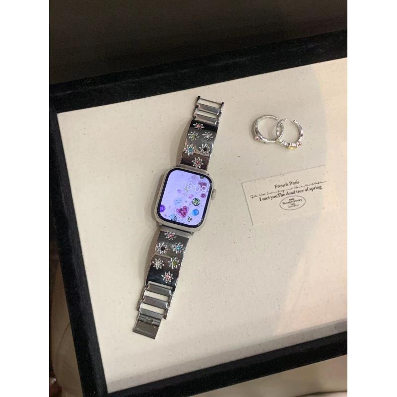 

Металлический ремешок со звездным браслетом для Apple Watch S9/Iwatch87 - цепочка с бриллиантами, совместимость с SE 42/44/45/49mm
