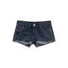 Spring Plus-size Women's Denim Shorts, Ultra-low-waisted, Navel-revealing, Stretchy, Slim-fit, Hip-hugging, Y2K-style Rolled Hem Hot Pants
