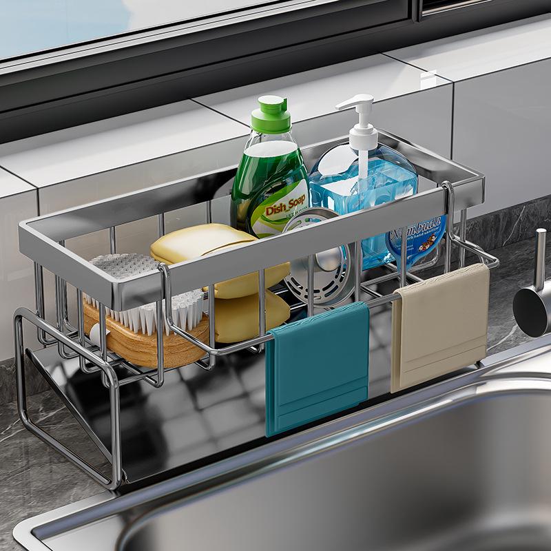 Kitchen Sink Organizer: Dishcloth Holder & Dishwashing Supplies Rack Multi-functional Kitchen Sink Organizer
