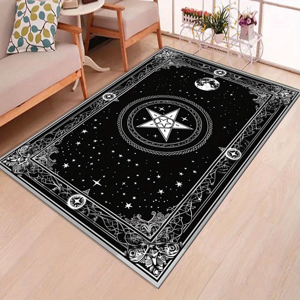 Pentagram Area Rug - Large Polyester Crystal Velvet Carpet for Living Room, Bedroom, Game Room, Hallway - High Density Soft Floo