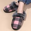 Fashion Retro Plaid Plush Slippers for Women Soft Faux Fur House Cotton Slippers Woman Winter Slip On Non Slip Furry Slides Female