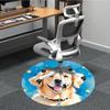 1pc Golden Retriever Office Round Rug, Non-slip, Soft and Durable Office Rug for Interior Decoration, Perfect for Office, Beautiful Decoration Yy26031