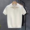 Men Short Sleeve Knit Polo Shirt Waffle Texture V-Neck Casual Top
