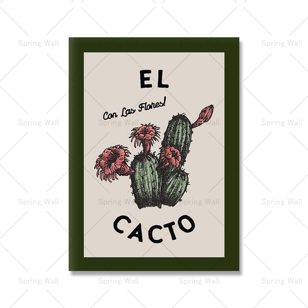 Vintage Mexican Cactus Tiger Flower Culture Wall Art Canvas Painting Travel Poster And Prints Wall Picture For Living Room Decor