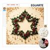 DIY 5D Pearl Painting Kit Framed with Christmas Star Holly Wreath Design Sparkling Bead Canvas Art Creative Gift for Nursery Room Decor