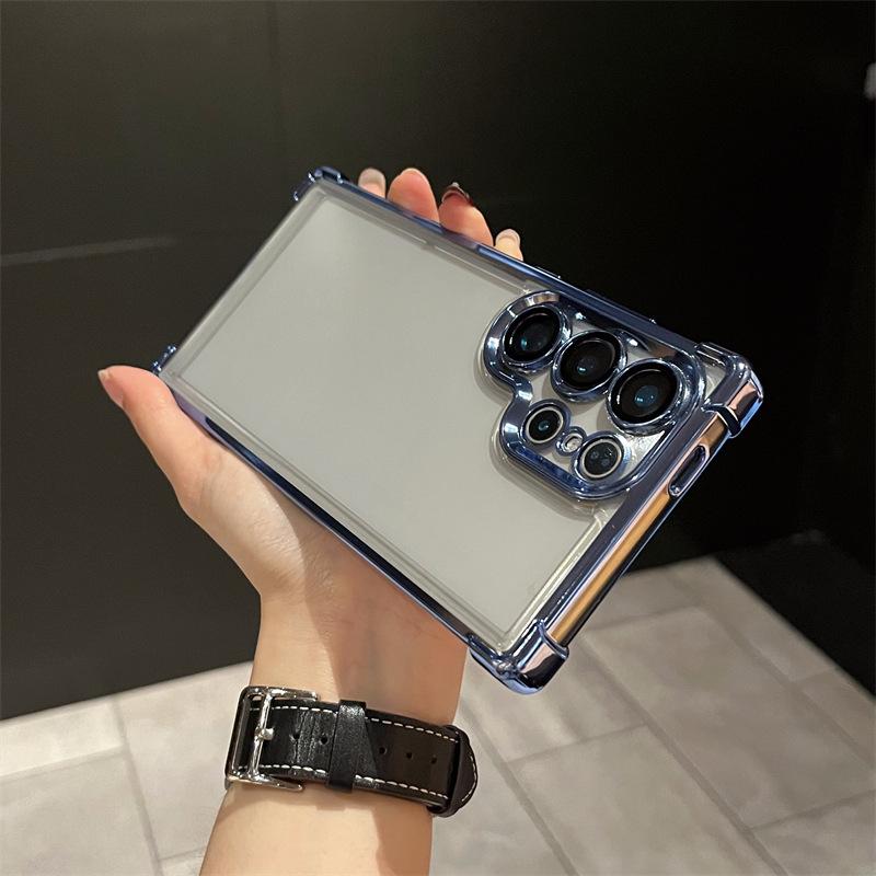 Applicable To Samsung S26Ultra Mobile Phone Case A56 with Lens Film Electroplated Four-corner Airbag All-inclusive Anti-drop TPU Soft Case