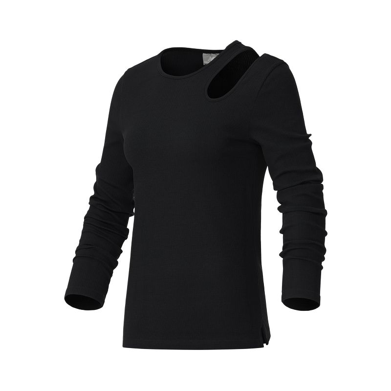 New Balance T Shirts Women s Black Crew Neck Moderate Other 5DC38392-BK L