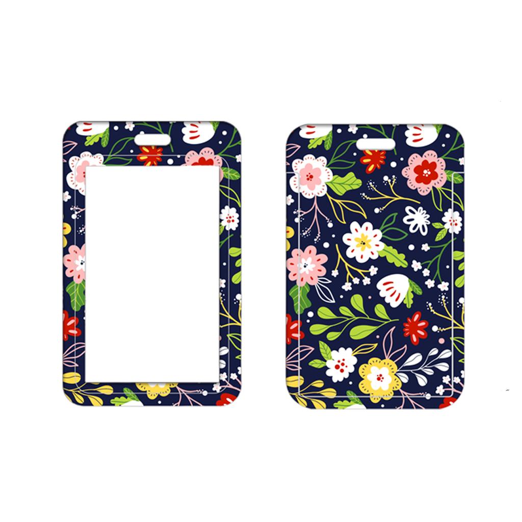 1pcs Staff Work Card Cover Holder Neck Strap Retractable Badge Reel Clip Floral Employee's ID Name Card Card Cover Case Lanyard