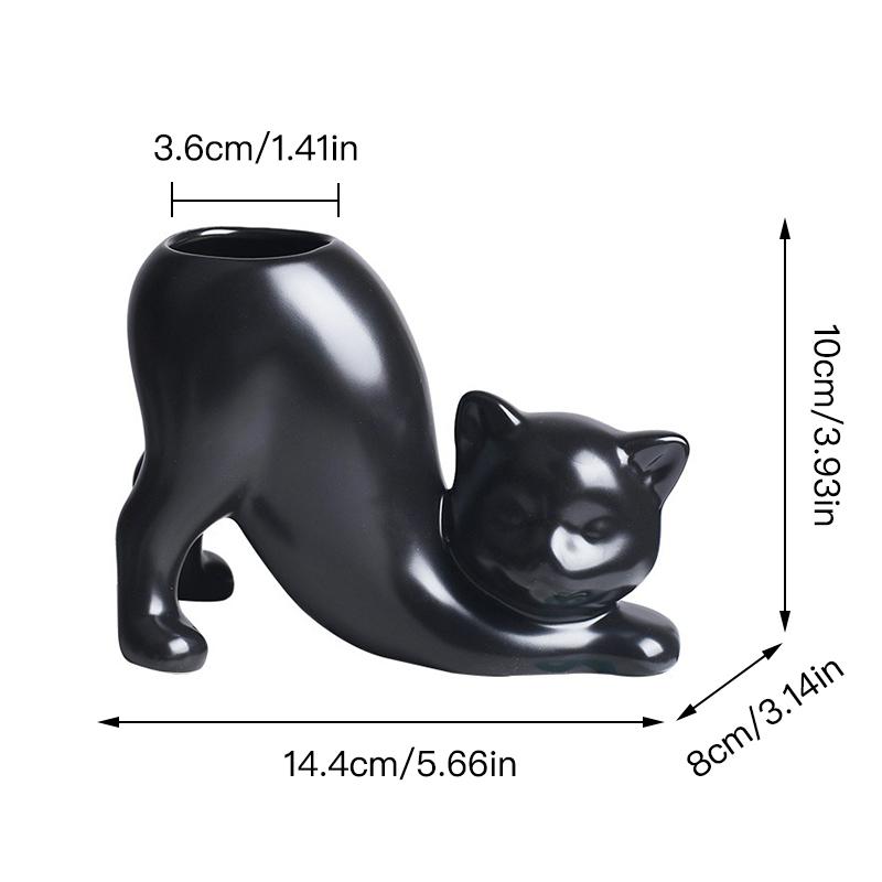Cute Black Cat Flower Pot Succulent Plant Pot Ceramic Planter Desk Ornament Home Garden Decoration 1 Piece