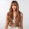 Temperament New Wig, Qi Bangs Golden Brown Big Wavy Long Curly Hair Simulation Natural Chemical Fiber Wig Cover