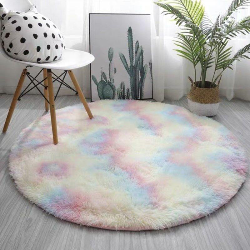 Tie-dye Living Room Carpet Round Wear-resistant Coffee Table Mat Sofa Blanket Bedroom Bedside Blanket