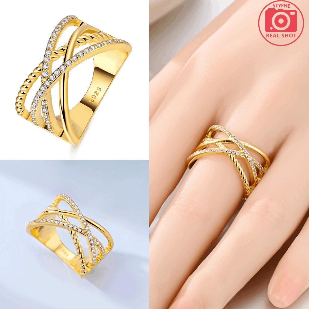 

Gold Star Moon Intertwined Ring Woman Accessory Lovely Elegant Exquisite Ring Authentic Original Copper Metal High Quality Fine Jewelry Set Valentine 6