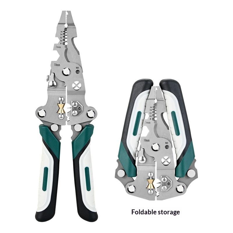 Heavy Duty Multifunctional Wire Stripper Foldable Portable Pliers Crimping Tool for Security Camera Wiring Installation