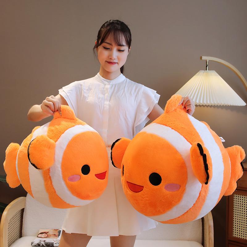 Cartoon Clownfish Throw Pillow Plush Toy Doll Aquarium Clownfish Doll Home Sofa Pillow Rag Doll