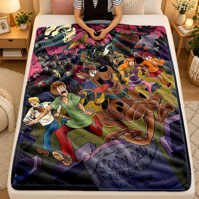 Flannel BlanketScooby-Doo Warm Soft Throw Blanket for Indoor Sofa Bed Living Room Use