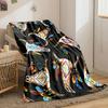 Bohemian Cow Skull Feather Blanket Bedroom Blanket for Livingroom Couch Lunch Break Soft Throw for Friend's Festival Gift