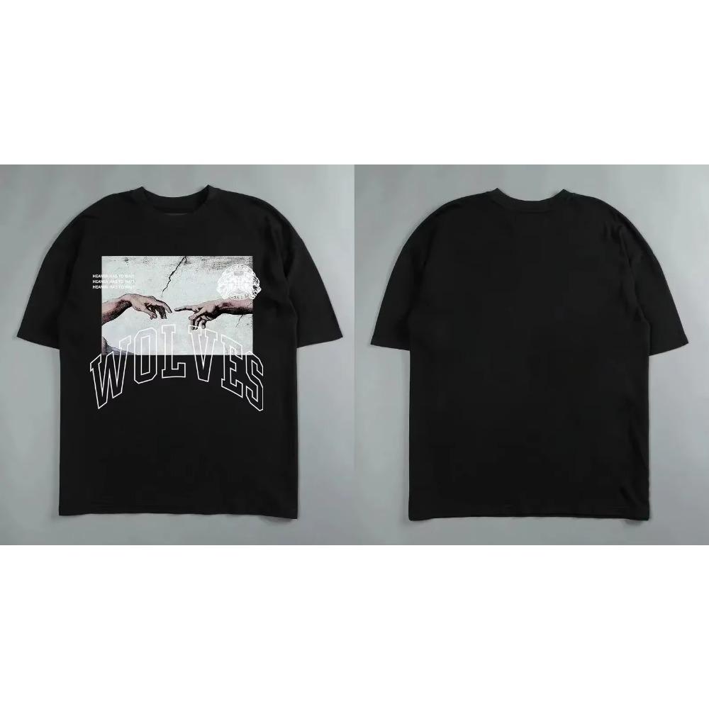 Darc Wolfskopf Lustiger Aufdruck Workout Fitnessstudio Fitness 100% Baumwolle Herren T-Shirt Kurzarm Lässiges T-Shirt Mode Sport Übergroße Y2k Oberteile