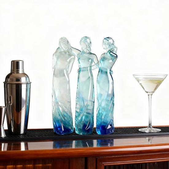 Goddess Figurine Resin Tinted Goddess of Hope Sisters Sculpture Transparent Gradient Blue Woman Statue for Table Mantel Bookshelf Decor