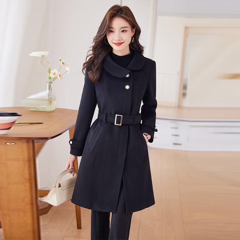 

Women s Elegant Wool Blend Mid-length Coat L