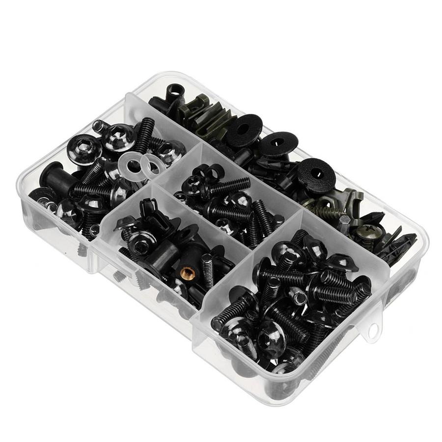 195pcs Universal Motorcycle Fairing Bolts Kit Windscreen Screws Windshield Bolts Fairing Mountings Fastener Clips Screw M5 M6