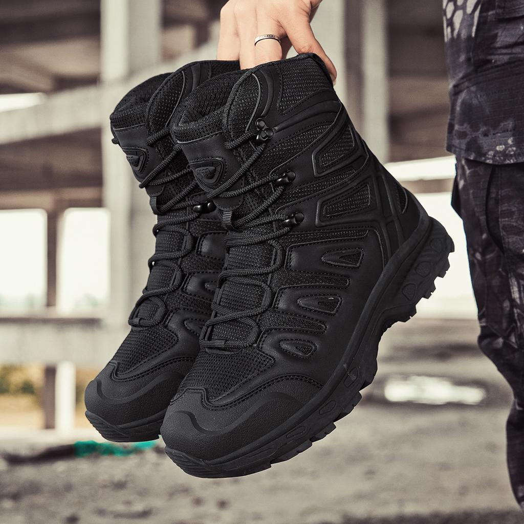 TUINANLE Man Safety Shoes Work Army Boots Breathable Slip Resistant Desert Climbing Hiking Shoes for Men