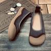 Spring Genuine Leather Women's Single Shoes with Round Toe, Shallow Mouth Flat Bottom Soft Sole and Soft Surface