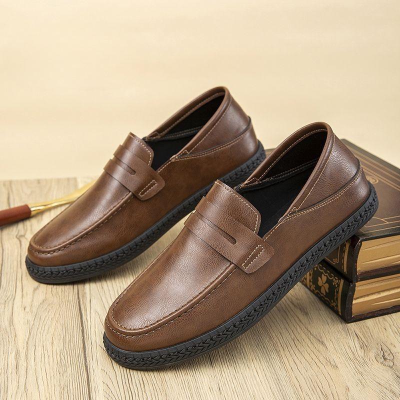 

Soft Cowhide Round Toe Slip-on Man Casual Shoe Classic Original High Quality Fashion Comfortable Elegant Leather Shoes for Men 39