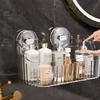 Transparent Suction Cup Shower Rack Wall Mounted Waterproof Cosmetics Storage Rack Punch-Free Shower Drain Basket