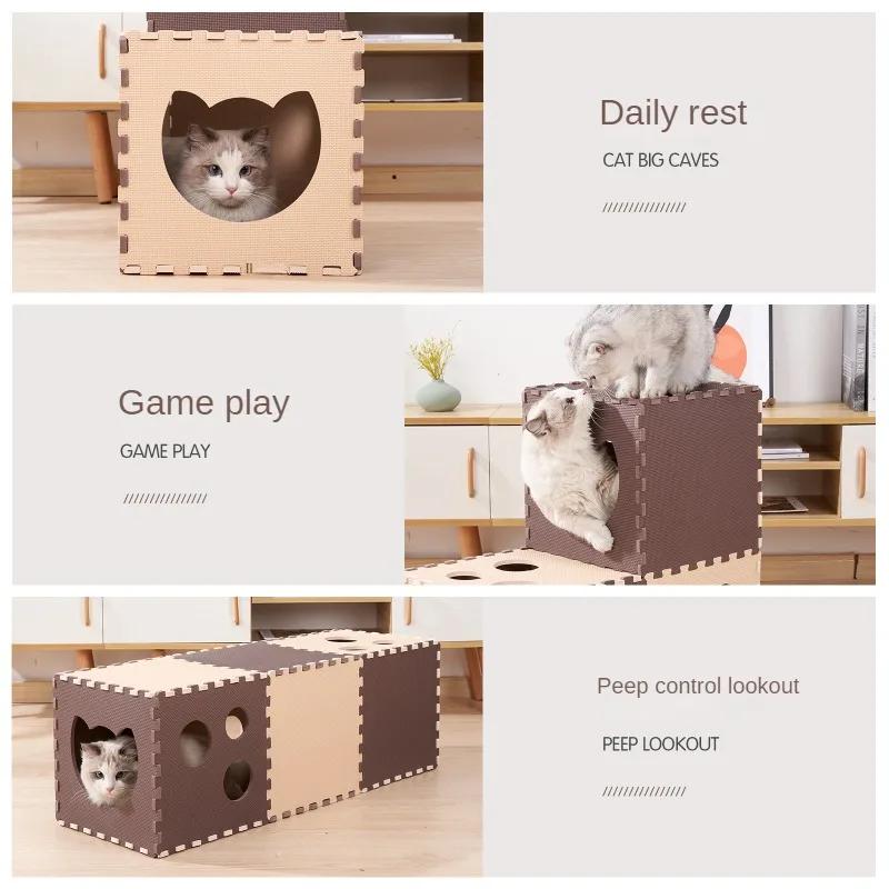 Foldable EVA Cat Tunnel Toy Funny Holes Duplex House DIY Splicing Tube Tunnel Hide and Seek Toys for Cats Pet Interactive Toys