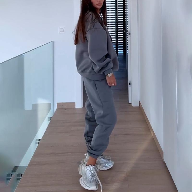 Grenzüberschreitender Amazon Pullover Damen Herbst und Winter 2024 Neu V-Ausschnitt Europäischer und Amerikanischer Stil Langarm Pullover Set Zweiteiliges Set