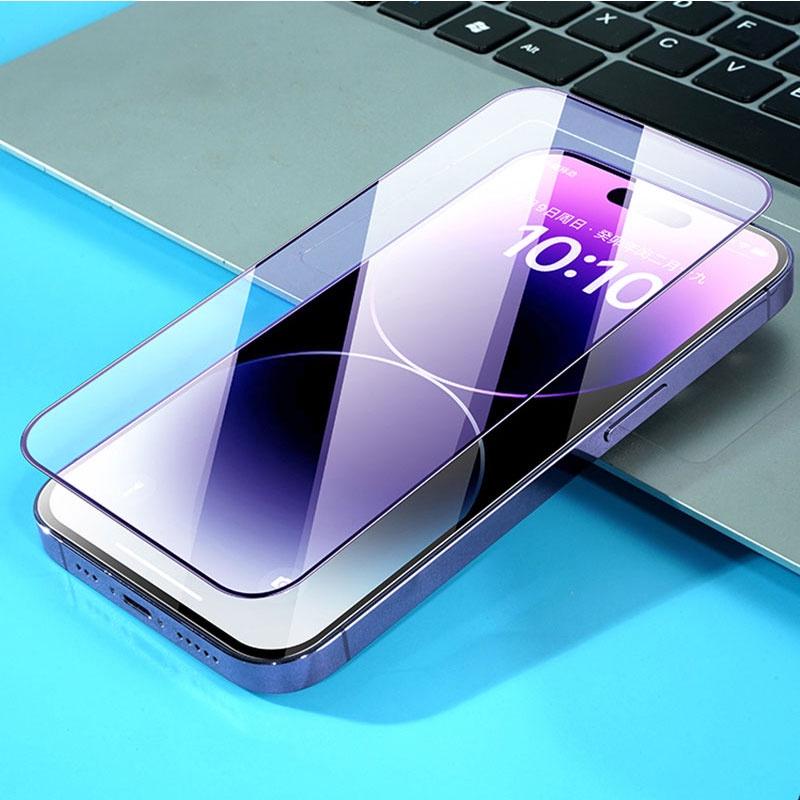 One-click installation Full Cover Anti Blue Ray Tempered Glass For iPhone Air 17 16 15 14 13 11 12 Pro Max X XS XR Screen Protector