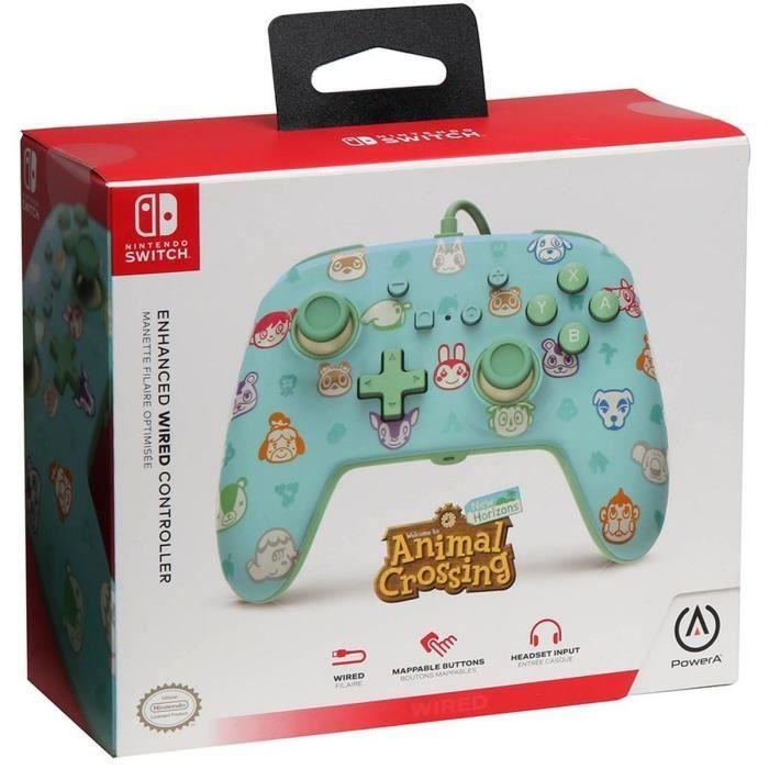 Manette De Jeu - POWER A - Animal Crossing : New Horizons - Filaire - Vibration - Vert Et Bleu