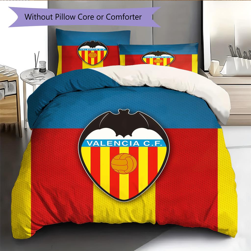 Valencia Club de Fútbol Pattern Bedding Quilt Set Home Decoration Gift (1 * duvet cover + 2 * pillowcase without core)