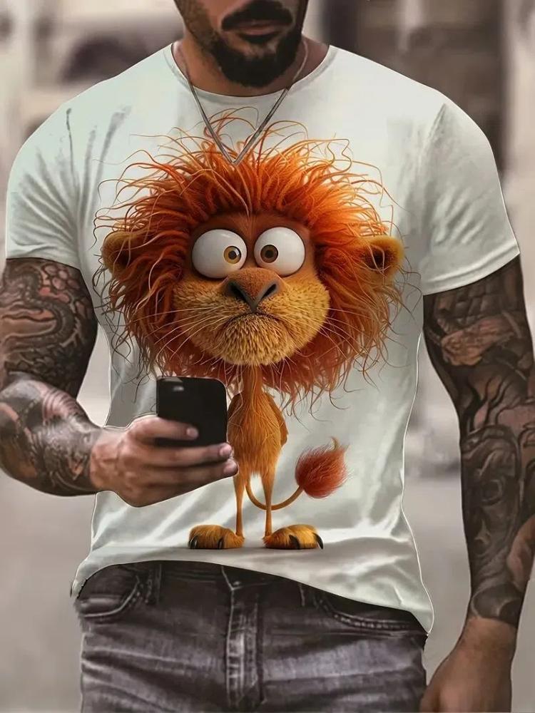 

Смешная мужская футболка с коротким рукавом, 3D-принт с изображением животных и кошек, летний повседневный свободный свитер с круглым вырезом, модная уличная мужская одежда, футболки 6XL