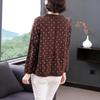 Autumn Pure Cotton Long-sleeved T-shirt for Middle-aged Mothers  Polka-dot Doll Collar Top Loose Bottoming Shirt