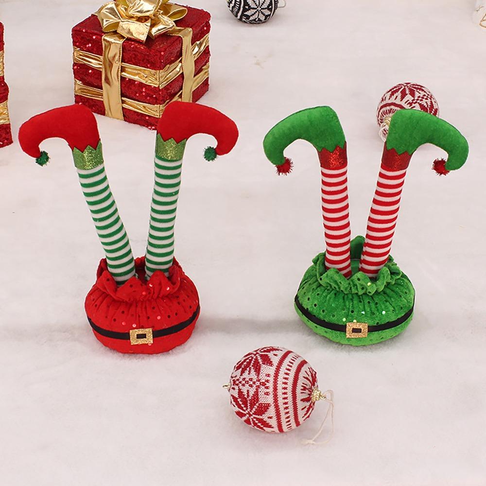 

Stripped Stuffed Legs Xmas Decor Upside-down Bendable Desktop Ornament Holiday Decor