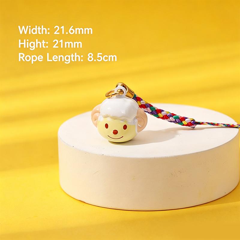 Zodiac Animal Copper Bell Keychain Cartoon Animal Keyring Pendant Bag Decor Phone Ornament For Festival Gifts
