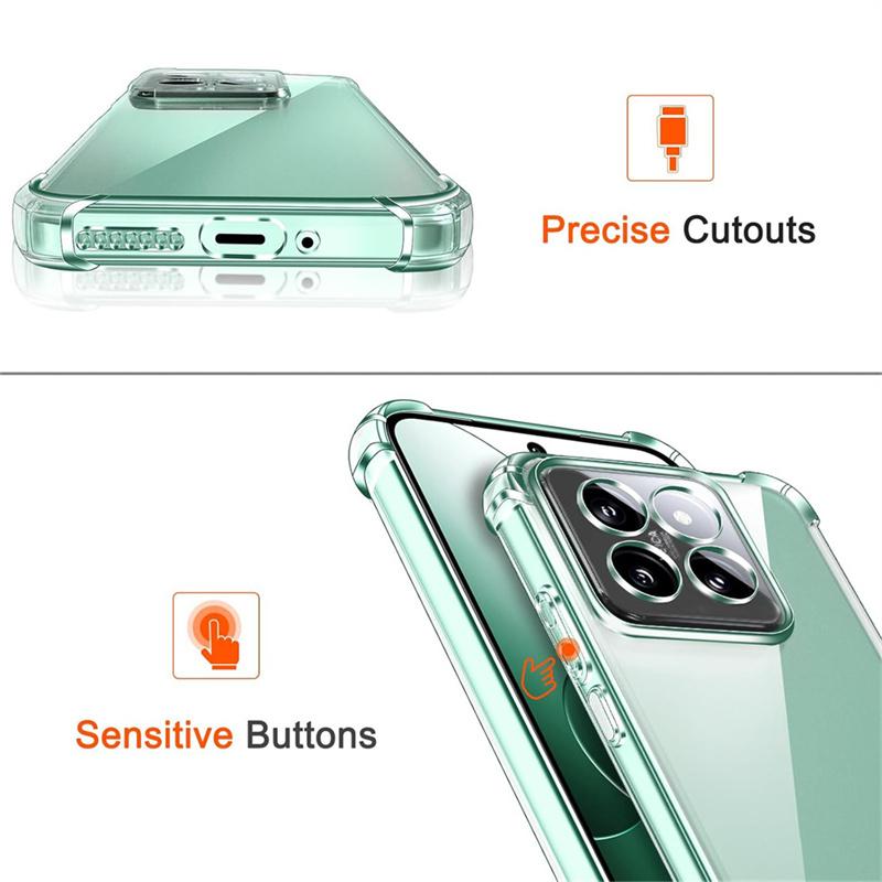 Für Xiaomi 14T / 14T Pro Airbag Fallsichere ultradünne HD-klare transparente kristallweiche Silikon-TPU-Hülle