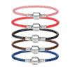 High Quality 100% S925 Sterling Silver Clasp Charm Bead Woven Leather Bracelet for Women & Children's Trendy Gift Jewelry