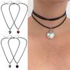 Modische Kristall-Herz-Anhänger-Halskette für Damen Heiße Mädchen Schwarze Lederseil-Choker-Halsketten Süßer Cooler Y2k Schmuck