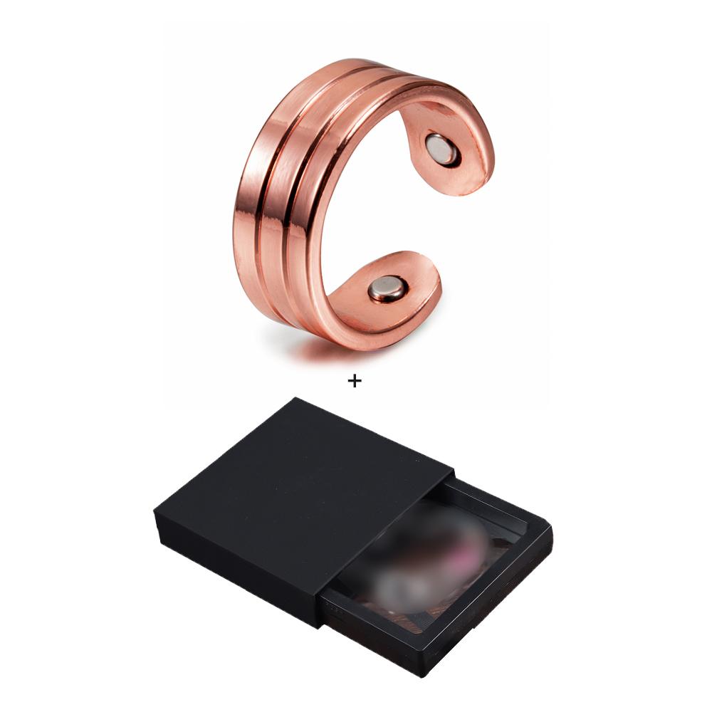 Vinterly Magnetischer Ring aus reinem Kupfer für Damen Herren Trendiger Gesundheits-Energie-Finger Offener Armreif Verstellbarer Schmuck Hoher Magnet Verstellbar