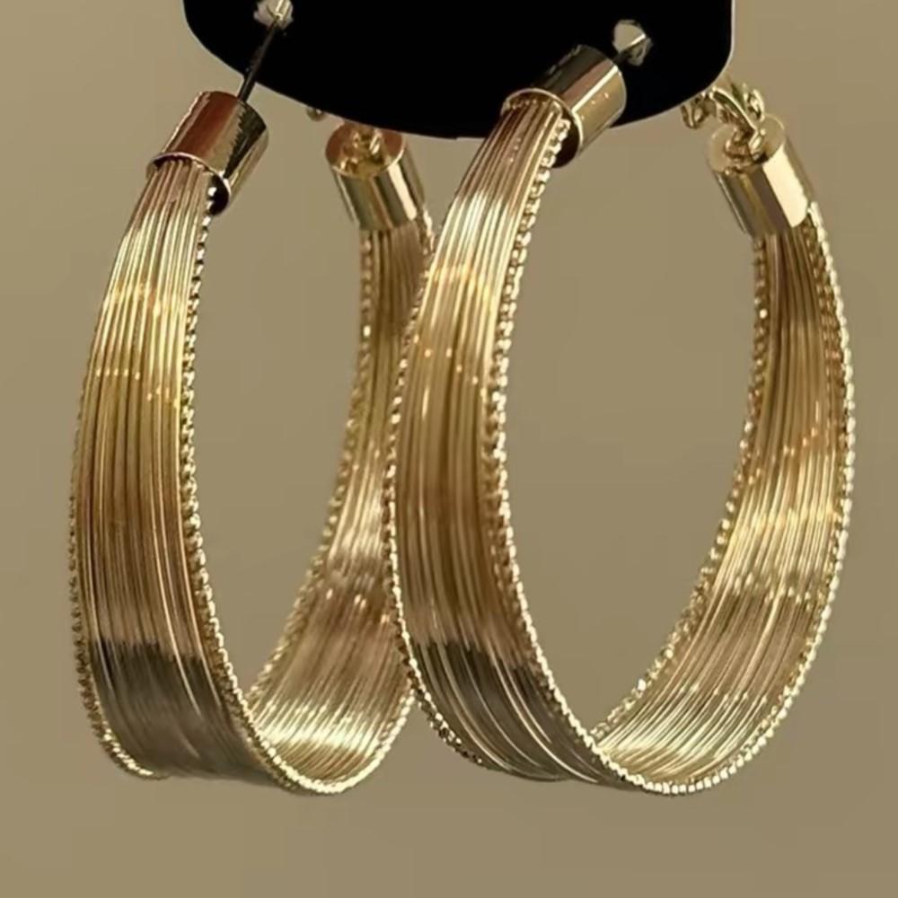 PANJBJ 925 Sterling Silver Geometry Earrings For Women Multi Layer Punk HipHop Exaggeration Trend Jewelry Gift Wholesale