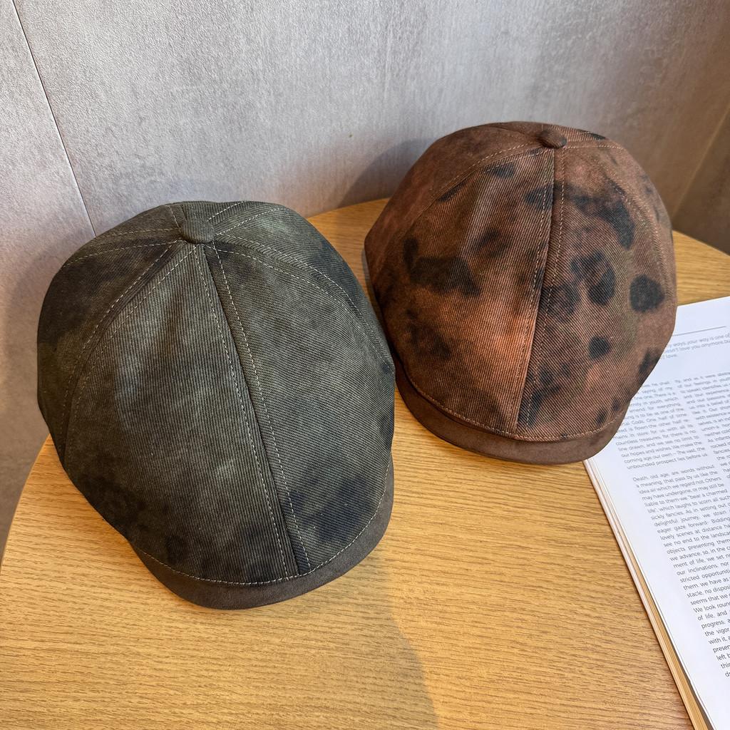 Retro Tie Fashion Dye Pattern Neutral Beret Suitable For Fall Winter And