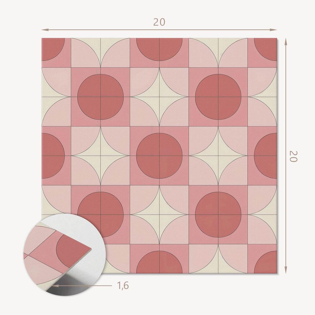 Komplet Kafelków Pcv Z Wzorem Do Salonu Samoprzylepne Wzór Z Okręgami I Kwiatami 20X20X20 Cm